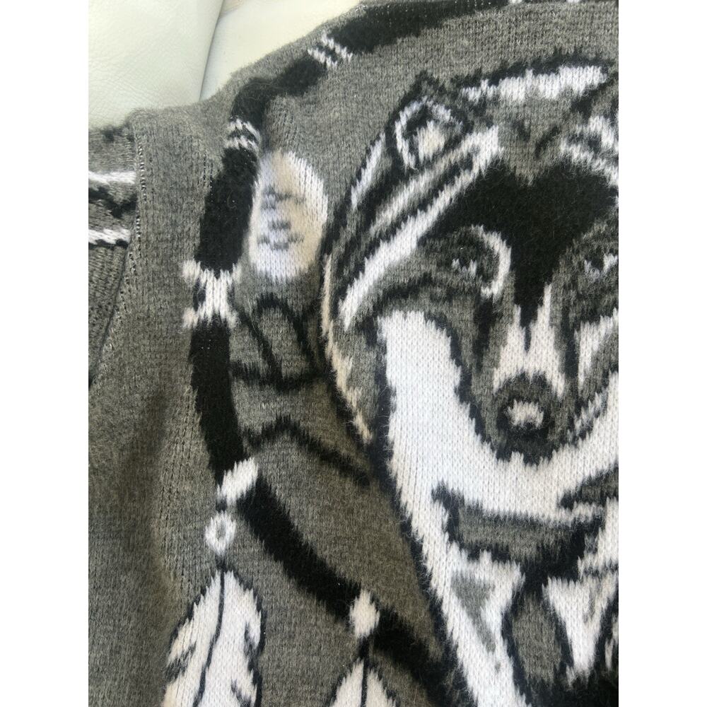 Vintage Wool Hoodie Graphic Full Zip Ecuador Sweater Men's L Native feathers - Picture 12 of 14